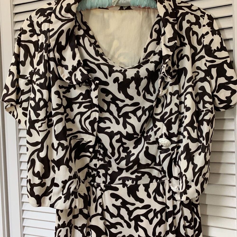 Vintage 1960s Abstract Floral Print Dress & Jacket R&K Originals